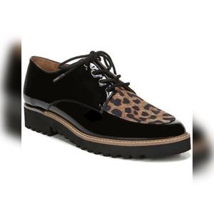 Franco Sarto Black Charles Leopard Print Derby - Size 8.5